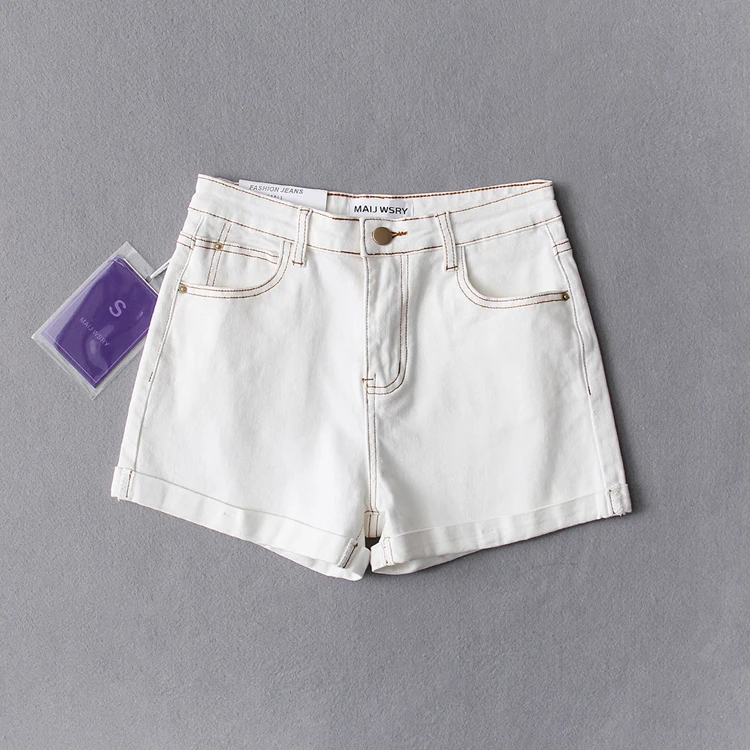 Белые короткие джинсы модные повседневные джинсовые шорты с высокой талией