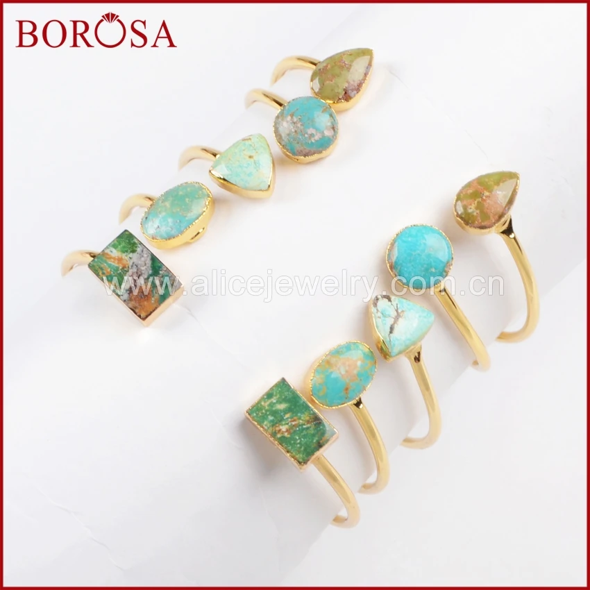 BOROSA 100% натуральный синий браслет на запястье с камнем Druzy ювелирные изделия