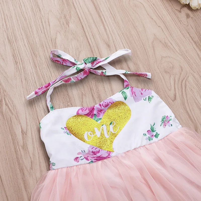 Платья для новорожденных девочек платье принцессы с цветочным принтом и