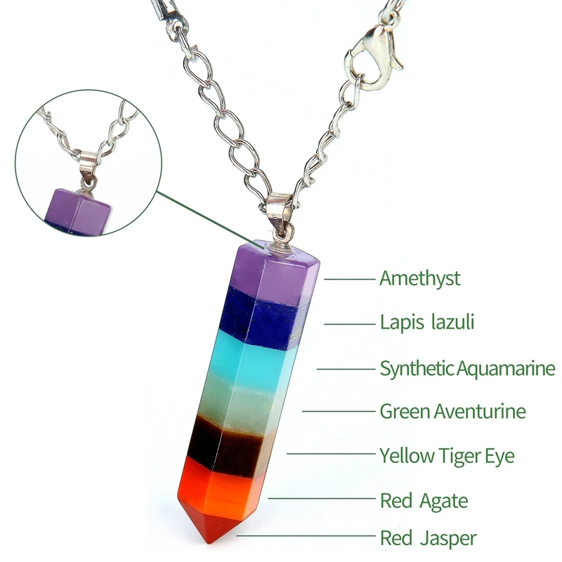 Ожерелье SEVENSTONE 7 Chakra Yoga Angel ожерелье с натуральным кулоном подвеской из
