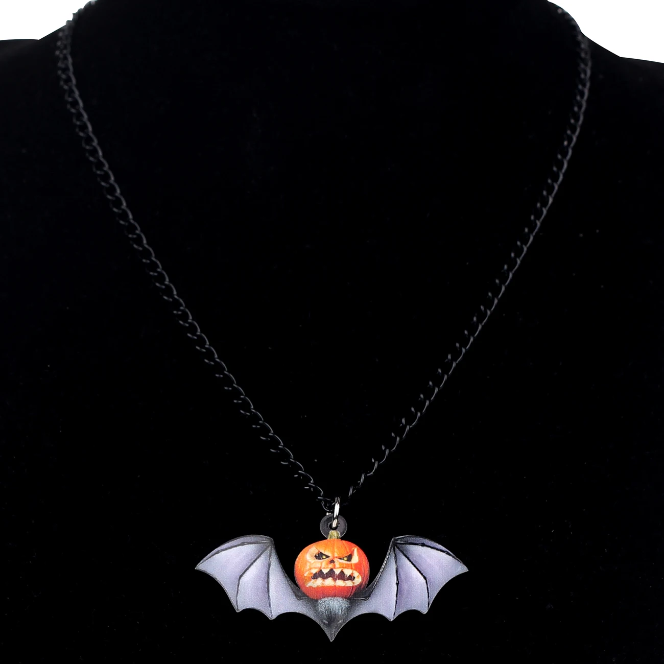 Bonsny Statement Acrylic Halloween Pumpkin Bat Necklace Pendant Long Chain Punk Animal Jewelry For Women Girls Gift Charm Bijoux | Украшения