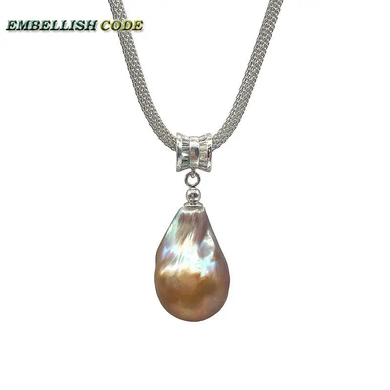 

purple golden color zircon wheel cylinder 18'' to 20'' baroque pandent necklace flame ball pearls adjust snake chain 925 silver