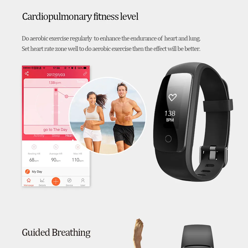 VOBERRY ID107 Plus HR смарт-браслет монитор сердечного ритма Мульти спортивный кардио фитнес-трекер для измерения сердечного ритма Smartband часы