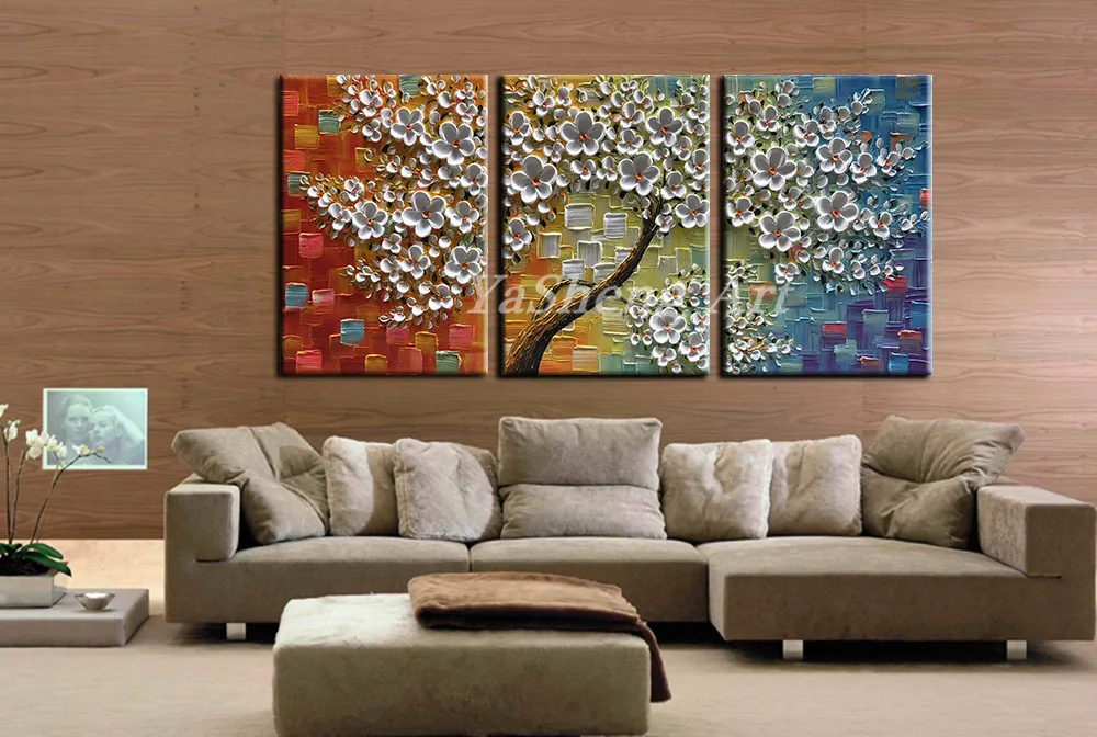 3 шт. холст настенные художественные картины маслом на холсте текстура 3D цветы