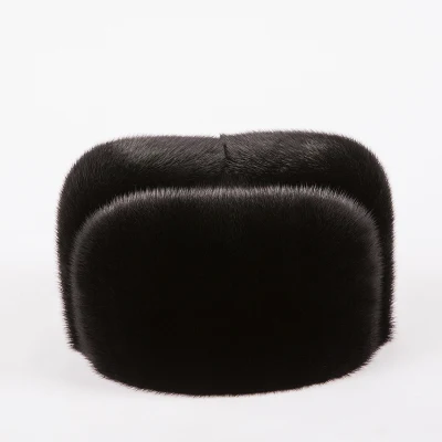 Not ear black lei Мужская шапка из меха норки, новая модная мужская шапка из натурального меха норки, Зимняя Теплая Верхняя шапка, головной убор, берет - Цвет: Not ear black lei
