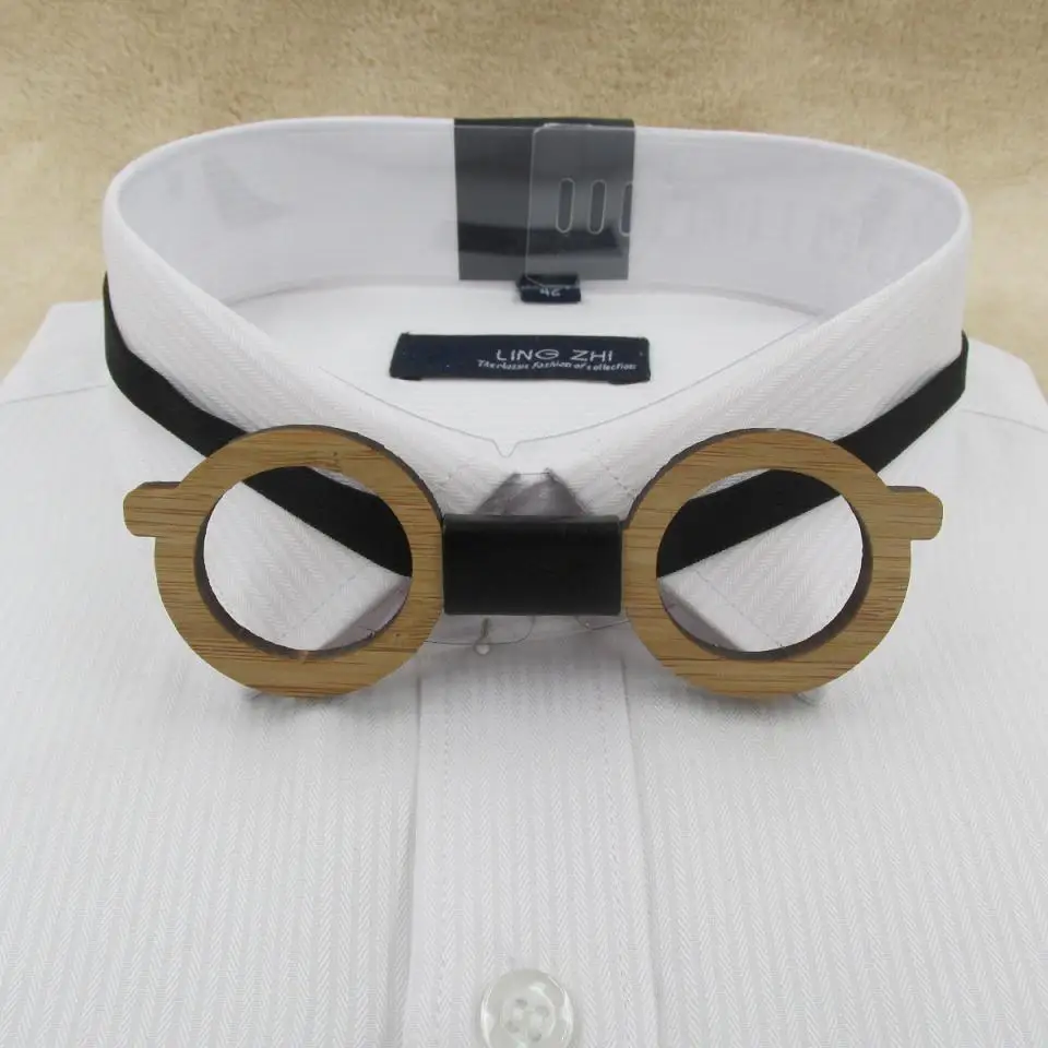 Glasses 02 Модный деревянный галстук-бабочка из якорей, очков, самолета, лучший подарок для Него - Цвет: Glasses 02