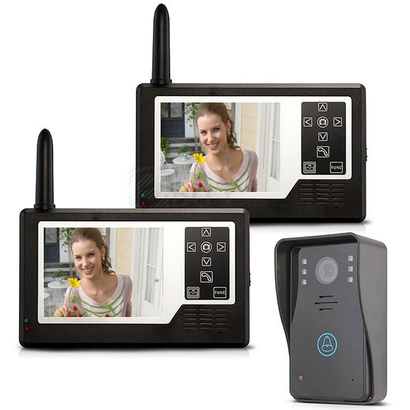 

MOUNTAINONE 3.5" TFT Color Display 2 Monitor Wireless Video Intercom Doorbell Door Phone Intercom System