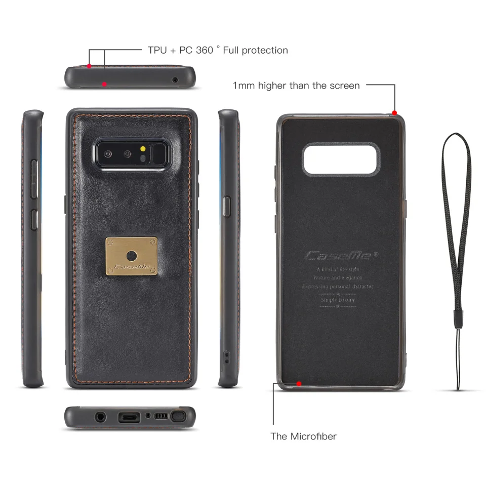Высококачественный кожаный чехол-книжка с бумажником для samsung Galaxy Note 8 S8 S9 Plus iPhone X 6 6s 7 8 Plus кожаный и силиконовый чехол для телефона