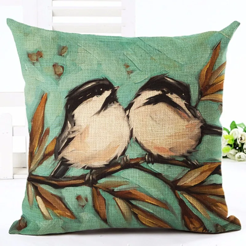

Милый домашний декоративный чехол для дивана в скандинавском стиле с рисунком птицы, наволочка для дивана, наволочка из хлопка и льна, квадр...