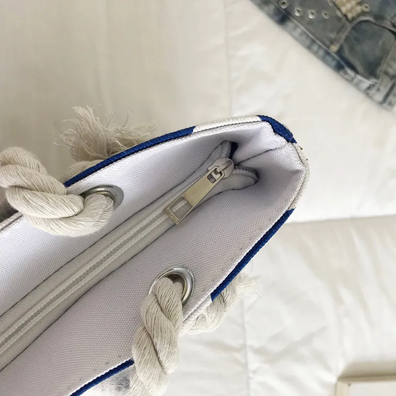 New Casual Women Striped Large Capacity Tote Canvas Shoulder Bag Shopping Bag Beach Bags Casual Tote Bolsa Feminina#H10