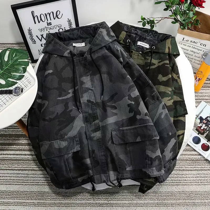 

Spring and autumn men's hooded jacket camouflage army coat casual zipper men's windbreaker men's brand clothing