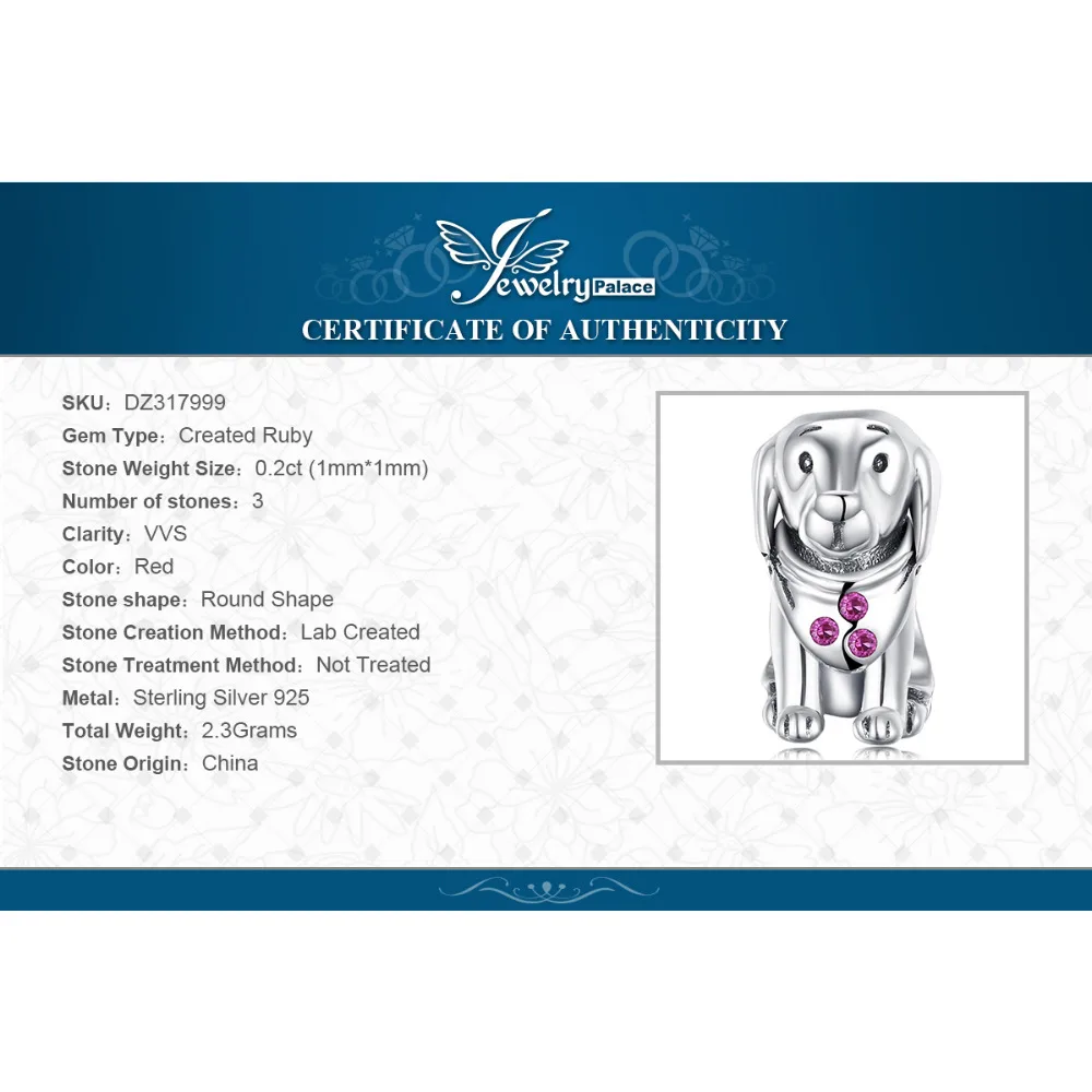 

JewelryPalace Puppy Dog 925 Sterling Silver Beads Charms Silver 925 Original For Bracelet Silver 925 original For Jewelry Making