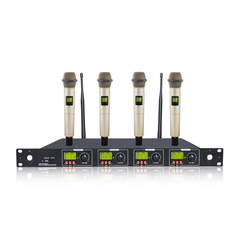 U4 OK 2H S двухканальная UHF Беспроводная ручная микрофонная система с серебряными