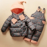 2020 new baby winter down clothing set jacket for boys girls baby clothes suits hooded kids downpant waterproof snowsuit