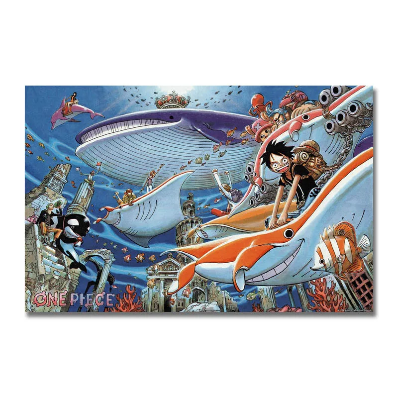 Печать на искусственном шелке или холсте One Piece Luffy Zoro Nami Аниме плакат 13x20 дюймов для декора комнаты украшение-006
