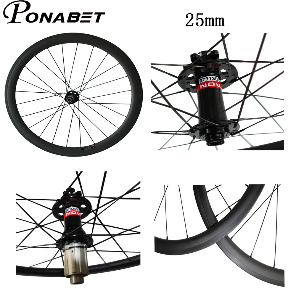 PONABET 25 мм ширина 700C 38 мм/50 мм/60 мм/88 мм клинчер/трубчатый Novatec диск Углеродные колеса колесная установка через ось или Q/R версия