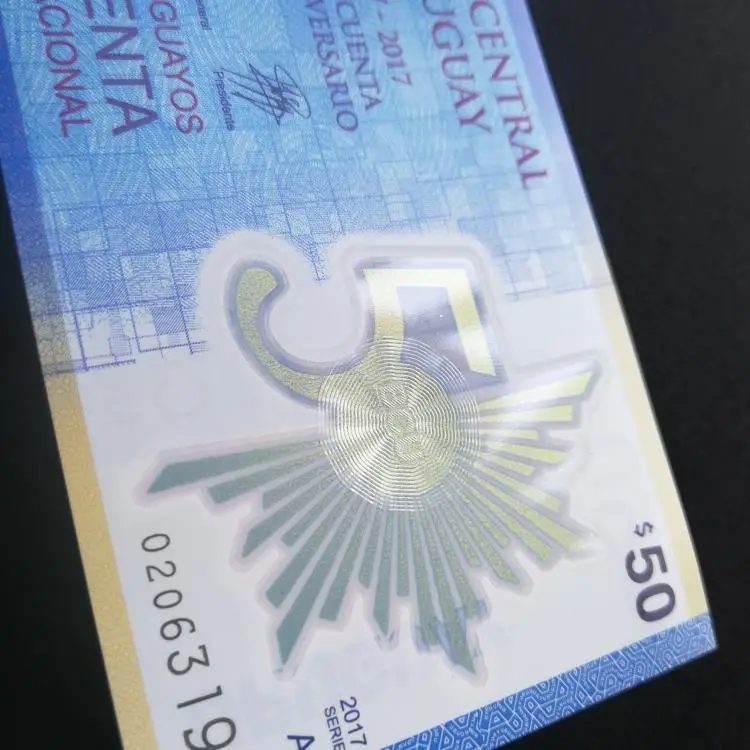 Уругвай 50 песо 2017/2018 (BCU 50th anniversary) полимерный оригинальный UNC Юбилейная банкнота 1