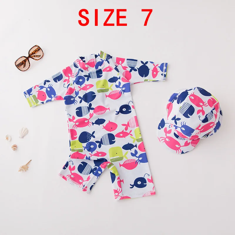 SIZE 7 Купальник для девочки г. Летний милый мультяшный Фламинго купальный костюм детский купальник цельная детская пляжная одежда для девочек от 1 до 6 лет - Цвет: SIZE 7