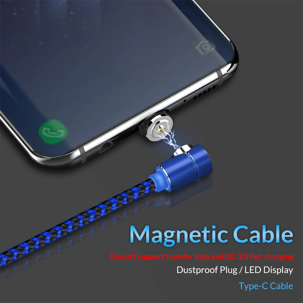 TOPK L Line2 Тип Магнитный кабель плетеный нейлоновый светодиодный lndicator usb C для samsung