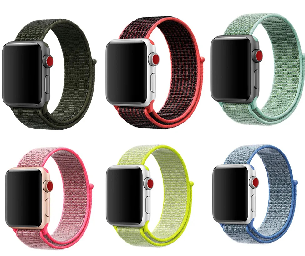 Серии 3/2/1 тканые нейлон Спортивный ремешок для Apple Watch 38mm 42 мм 40 44 Спорт iwatch