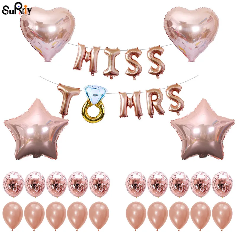 1 набор 16 дюймов &quotMISS TO MRS&quot буквы воздушные шары розовое золото серебро