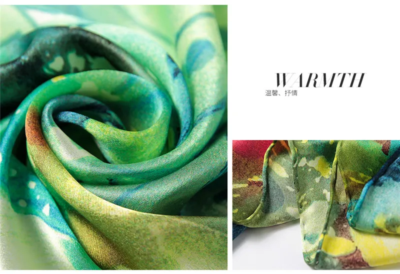 Butterfly Print Silk Scarf Spring Pure Silk Scarf Shawl Hand-rolled Edges Natural Silk Scarf Women Fashion Scarves Wraps