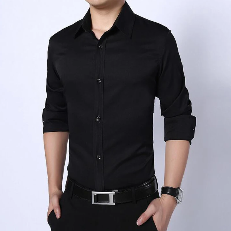 Новая весенняя брендовая мужская Повседневная рубашка с длинным рукавом Мужская