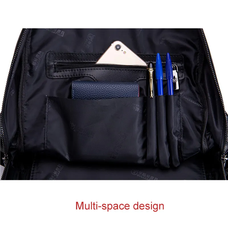 Black Men Fashion Laptop Backpacks Multifunctional Cow leather Backpack Zipper Capacity Male Travel Backpack for Unisex