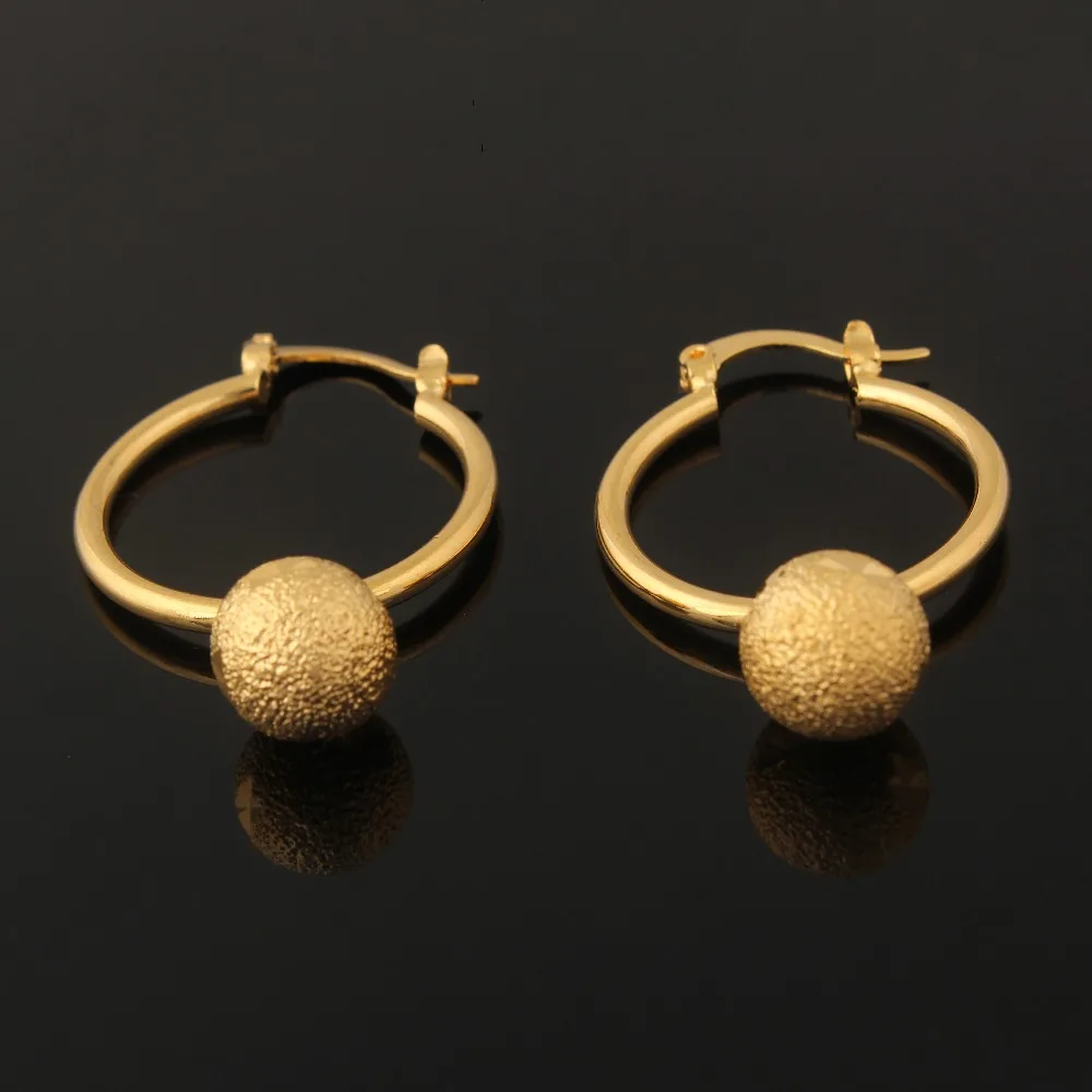Новые модные золотые шарик кольцо серьги 18K Позолоченные Изысканные ювелирные