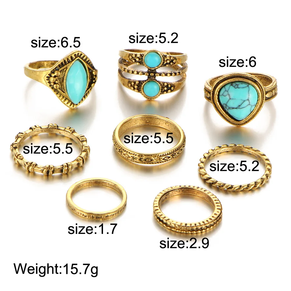 8 шт./компл. античное золото голубые бусины натуральный камень женское