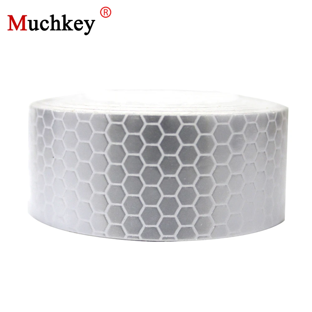

Car Sticker Honeycomb Shape Automobile Safety Warning Reflective Tape Microprism Sticker 2.5CM*2M White Car-styling