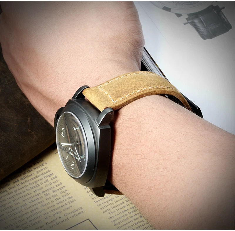 

iStrap 22mm Watchband Belt Assolutamente Leather Replacement Watch Strap With tang Buckle WatchBand For PAM