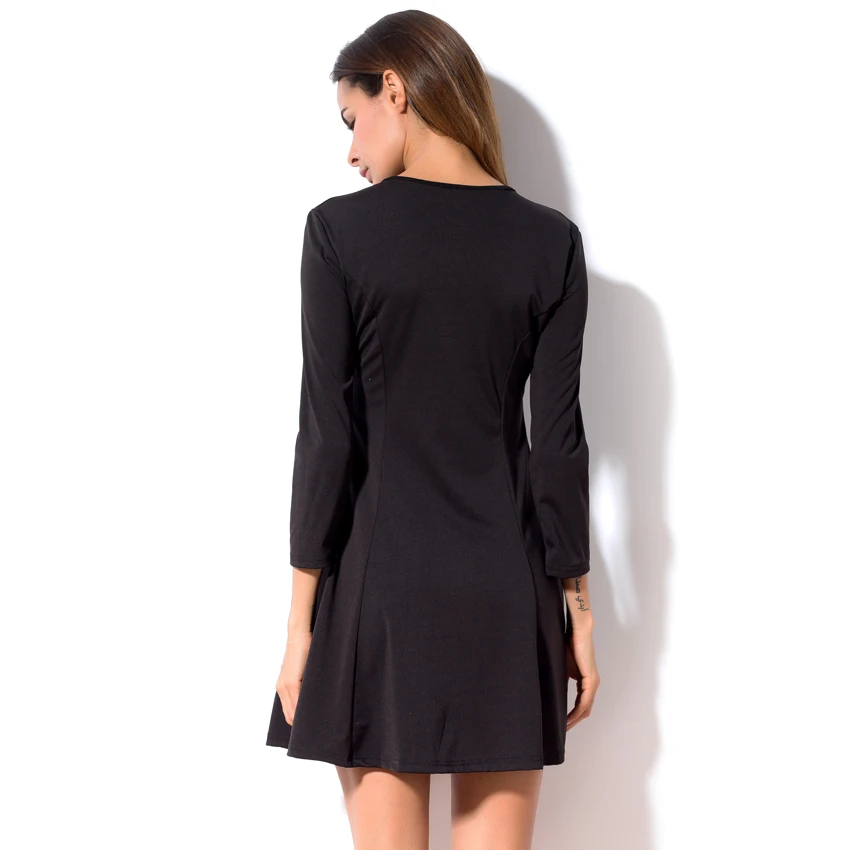 Женские Платья Новое Прибытие 2018 Мода Молнии Тонкая Талия С Длинным Рукавом Dress