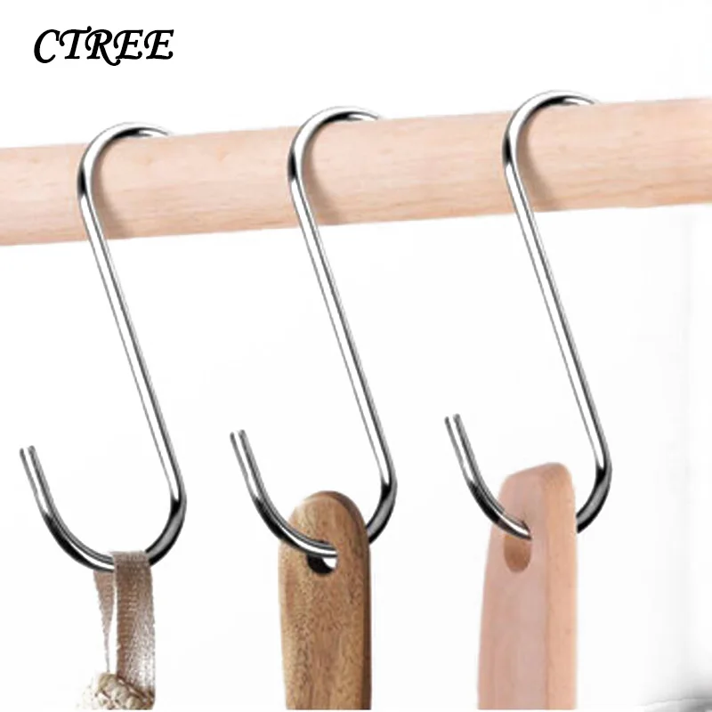 S образный крючок из нержавеющей стали CTREE 10 шт. домашняя кухонная утварь для