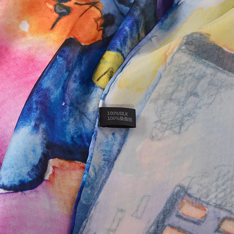 Женский шарф-шаль BYSIFA фиолетовый синий шелковый длинный шарф из 100% натурального