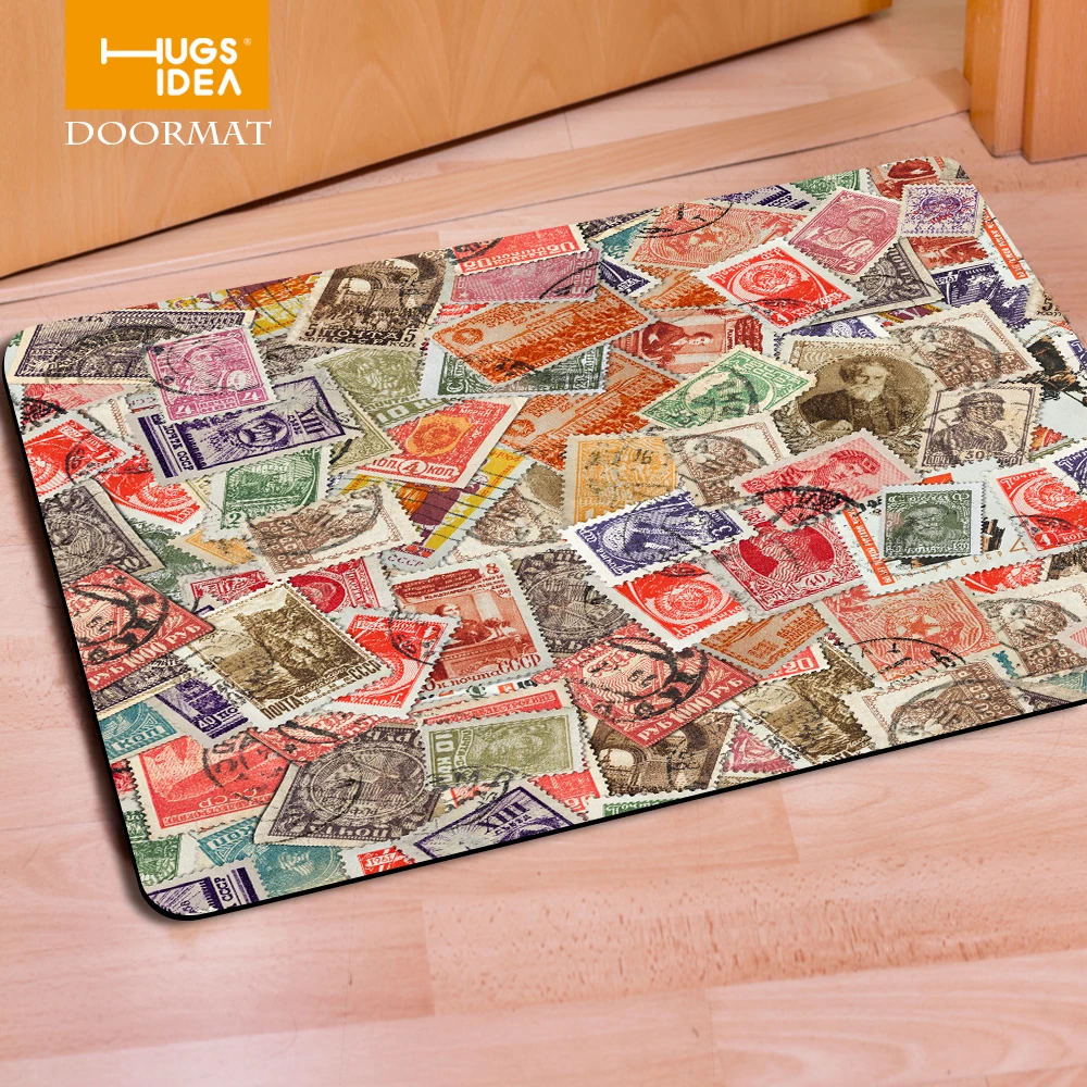 Коврик HUGSIDEA нескользящий Придверный коврик с уникальным 3D принтом монет