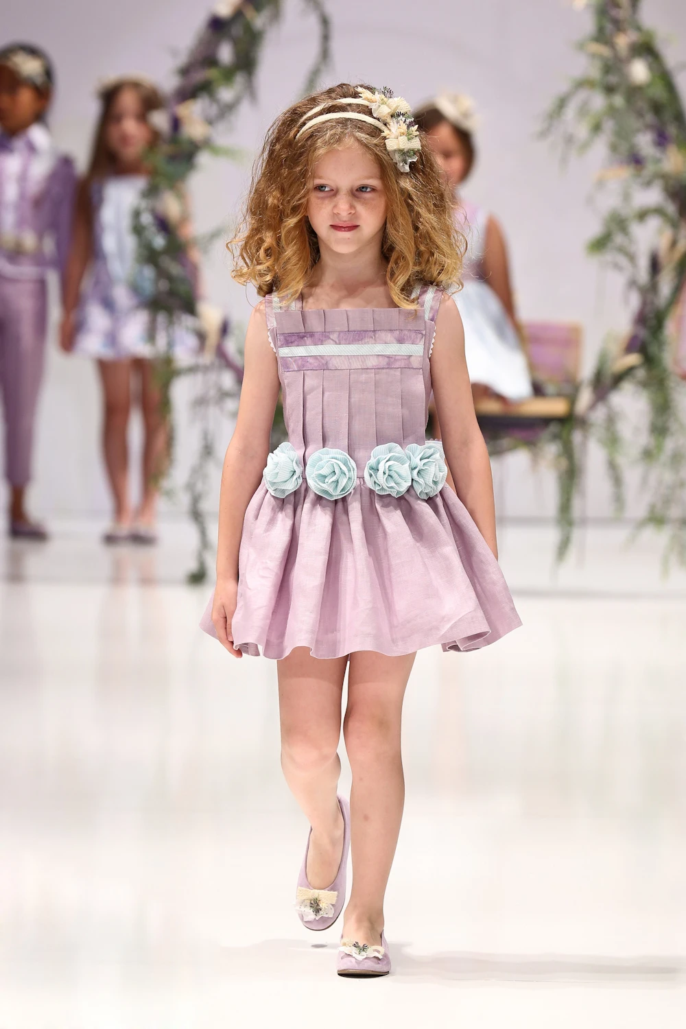 New Novelty Pleated Girl Dress Light Purple 3D Flower Girls Dresses for wedding Party child Wedding dresses vestidos | Детская одежда и