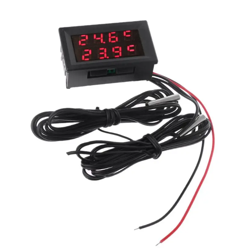 

48x29mm Dual Display Digital Thermometer Temperature Sensor Tester With 2 NTC Waterproof Metal Probe 2019
