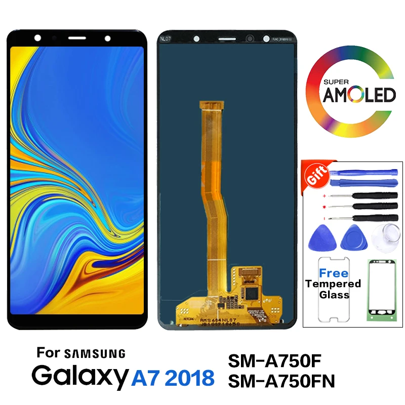 Оригинальный ЖК экран для SAMSUNG Galaxy A7 2018 LCD A750 A750F дисплей сенсорный дигитайзер