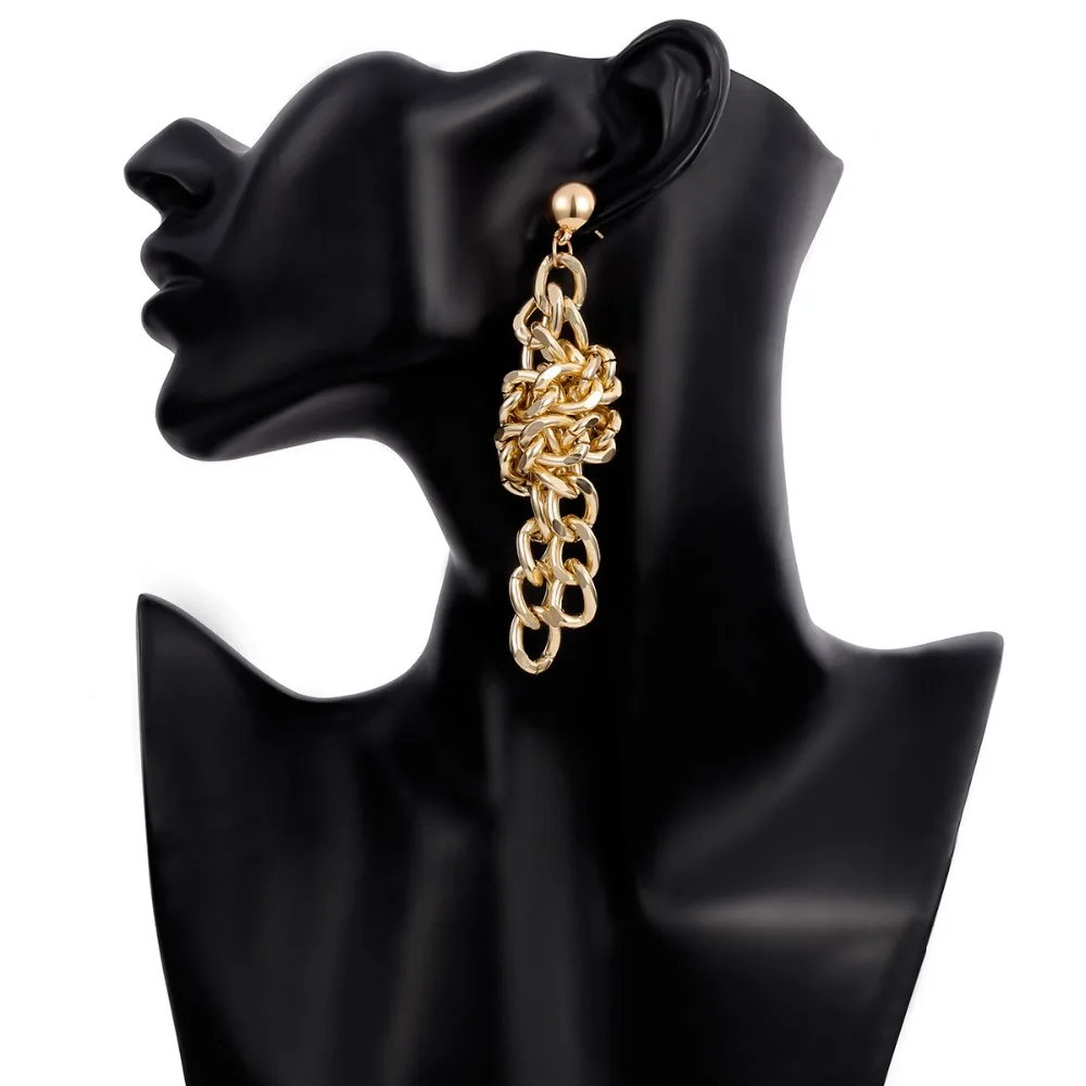 Новые длинные висячие серьги KMVEXO в стиле панк с металлическим узлом для женщин