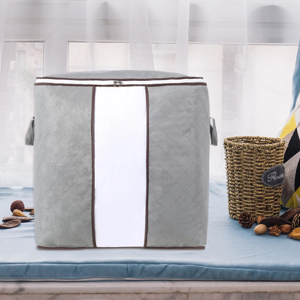 Сумка для хранения Нетканая Влагонепроницаемая Одежда Одеяло подвижный багаж Упакованный Мешок Для Хранения Одежды Органайзер Домашний для хранения - Цвет: gray-vertical