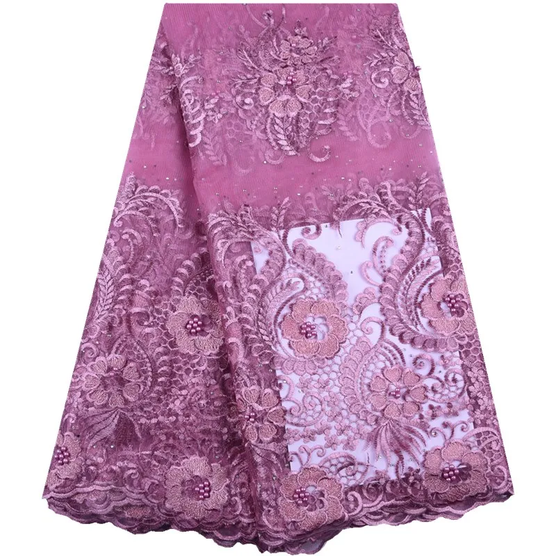 

French Lace Fabric Onion Tulle Lace Embroidery Fabric With Beads And Stones Latest African Lace Fabric Nigerian Net Lace S1573