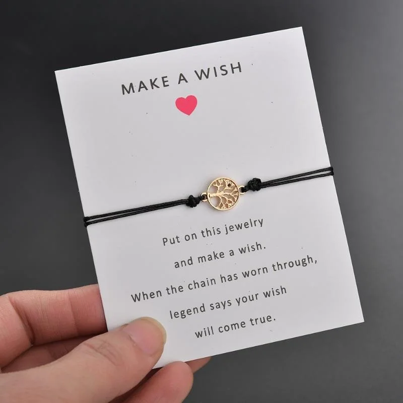 Женский Регулируемый браслет Make A Wish card романтичная подвеска с цепочкой из
