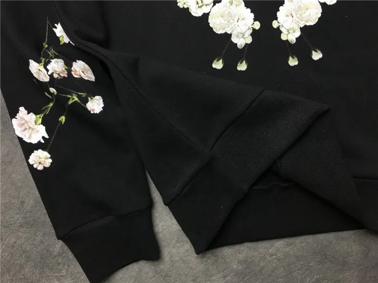 

New 19ss Men Clove jasmine flowers Hoodies Hoody hooded Sweatshirts velvet Cotton Drake Thick Fleece Street Hip hop #E152