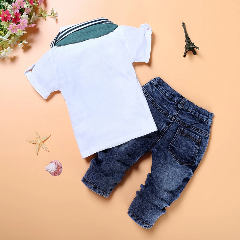 Женские детские костюмы для девочек летняя футболка мальчиков + джинсы детей