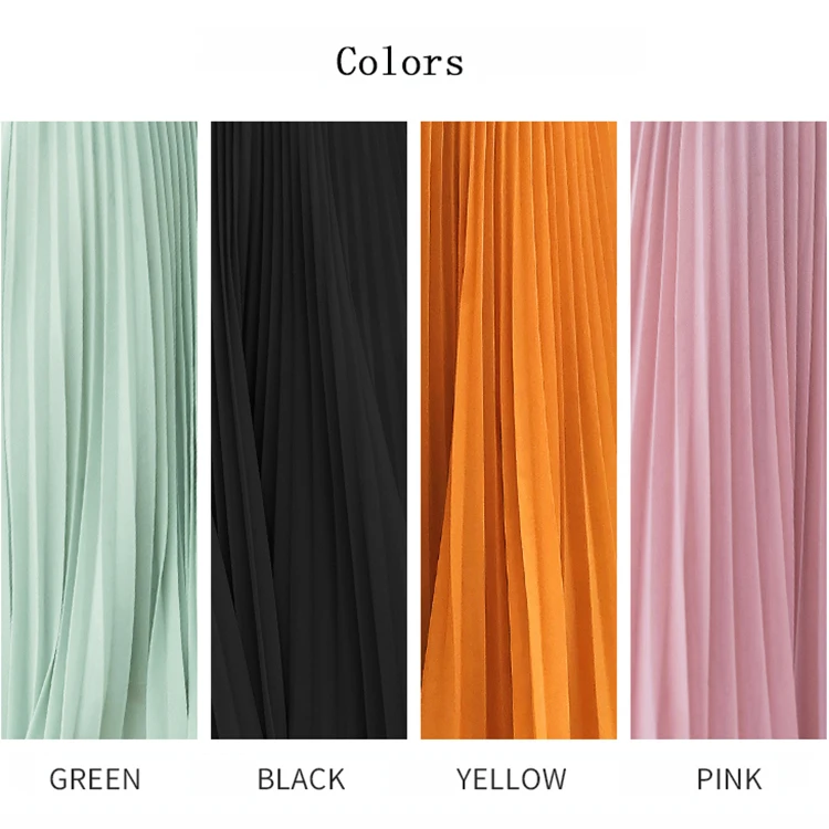 Summer Long Skirts Womens High Waist Vintage Boho Pleated Skirts Solid Color Chiffon Beach Maxi Skirt For Women Saia Faldas