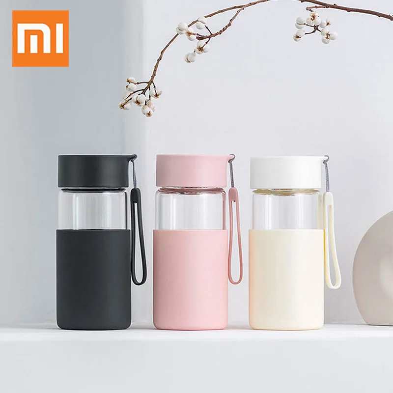 Xiaomi Fun Home стеклянная Хрустальная бутылка для воды спортивная защитная сумка 350 мл