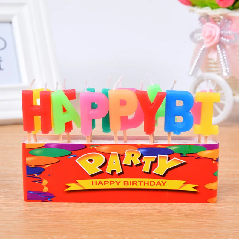 1 шт. 3 вида стилей экологическая английская свеча с надписью Happy Birthday для детей