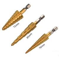 hss steel large step cone titanium coated metal drill bit cut tool set 316 12 hole cutter with bag 3pcslot