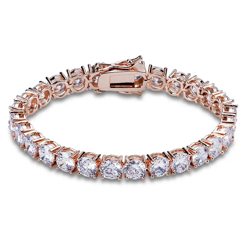 

1 Row Gold Silver AAA Cubic Zirconia Paved All Iced Out Tennis Bling Lab CZ Stones Bracelet